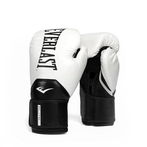 Everlast Elite 2 10oz Boxhandschuhe Weiß/Schwarz, für Sandsack, Pratzen & Sparring, Klettverschluss, ergonomischer Griffsteg, Split-Schaum – Original Everlast
