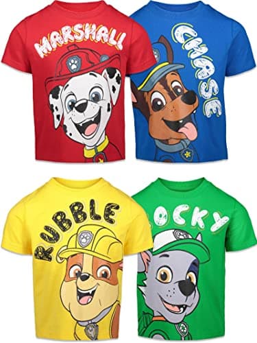 Paw Patrol Chase Marshall Rubble Rocky Big Boys 4 Pack T-Shirts Multicolor 8